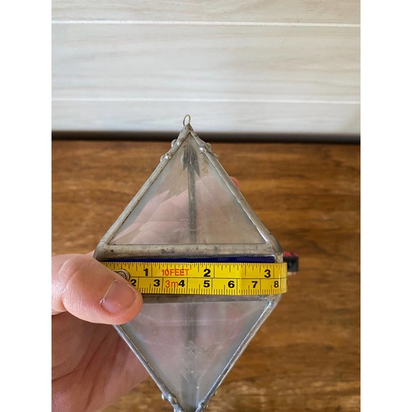 Stained Glass Cobalt Hexahedron Suncatcher // Stained Glass Ornament - Picture 6 of 6